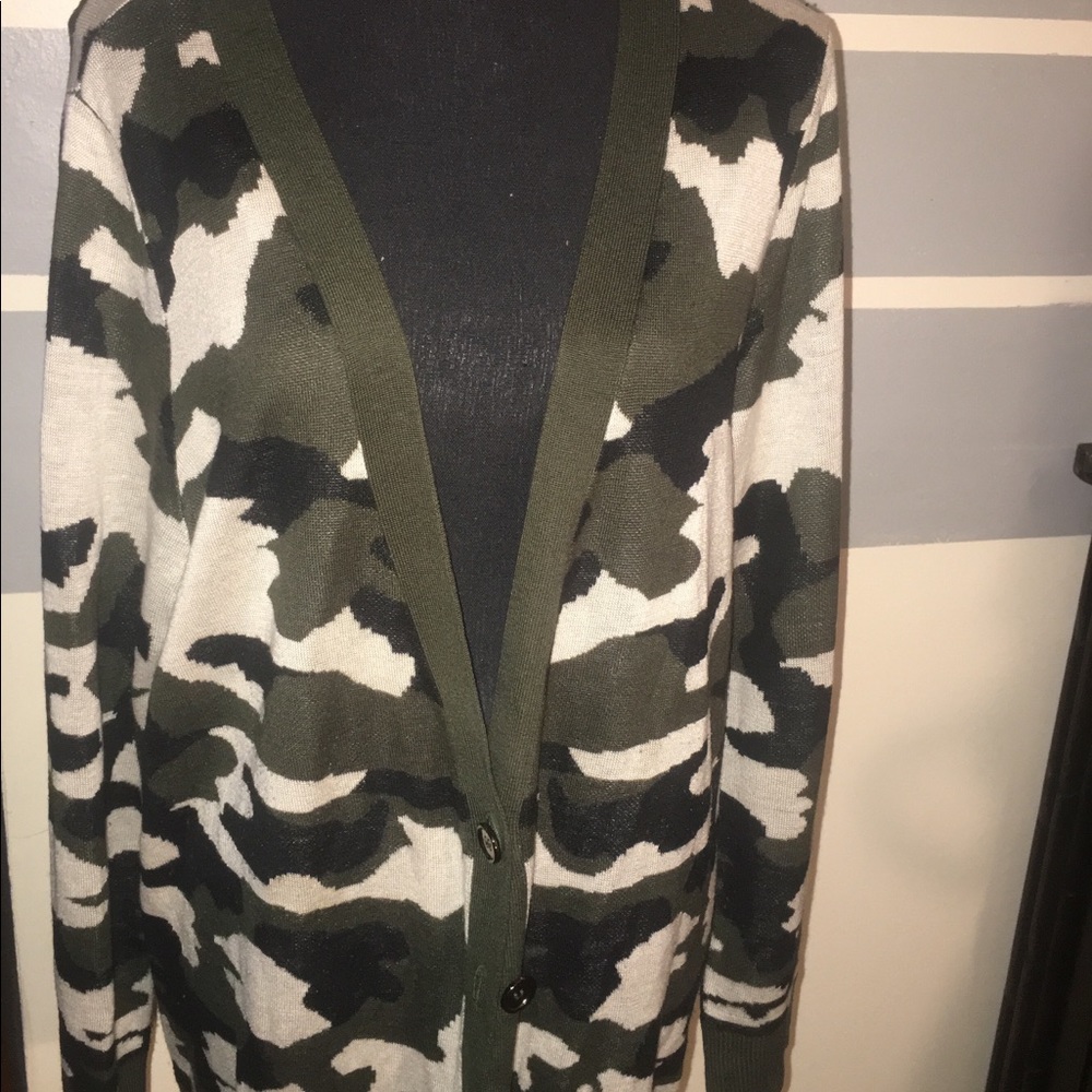 Camouflage Cardigan Sweater